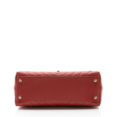 Chanel Chevron Caviar Leather Coco Top Handle Small Flap Bag