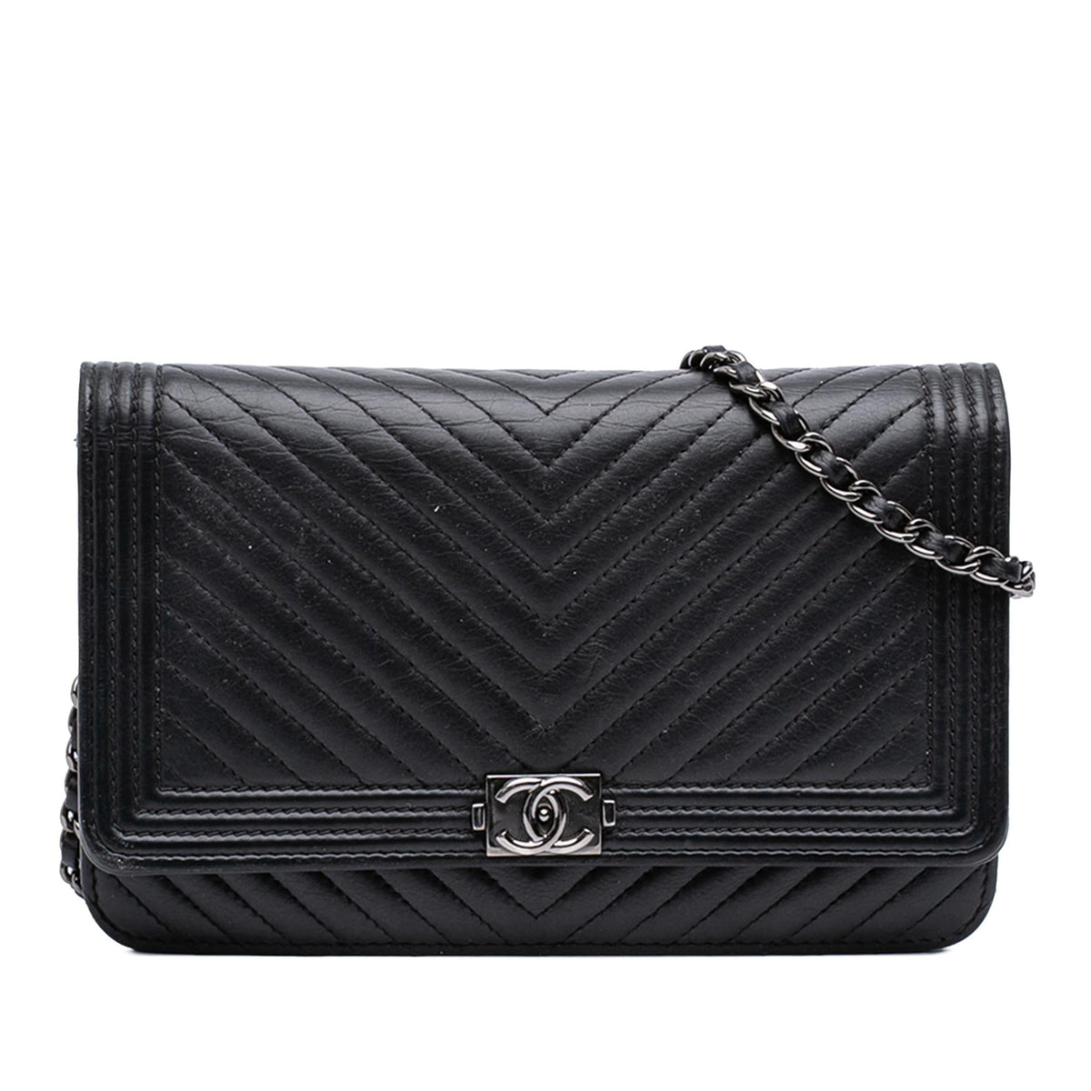 Chanel Chevron Lambskin Boy Wallet on Chain