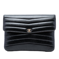 Chanel Chevron Shiny Lambskin Miroir Clutch