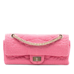 Chanel Croc Quilted Jersey Reissue 2.55 East West Double Flap