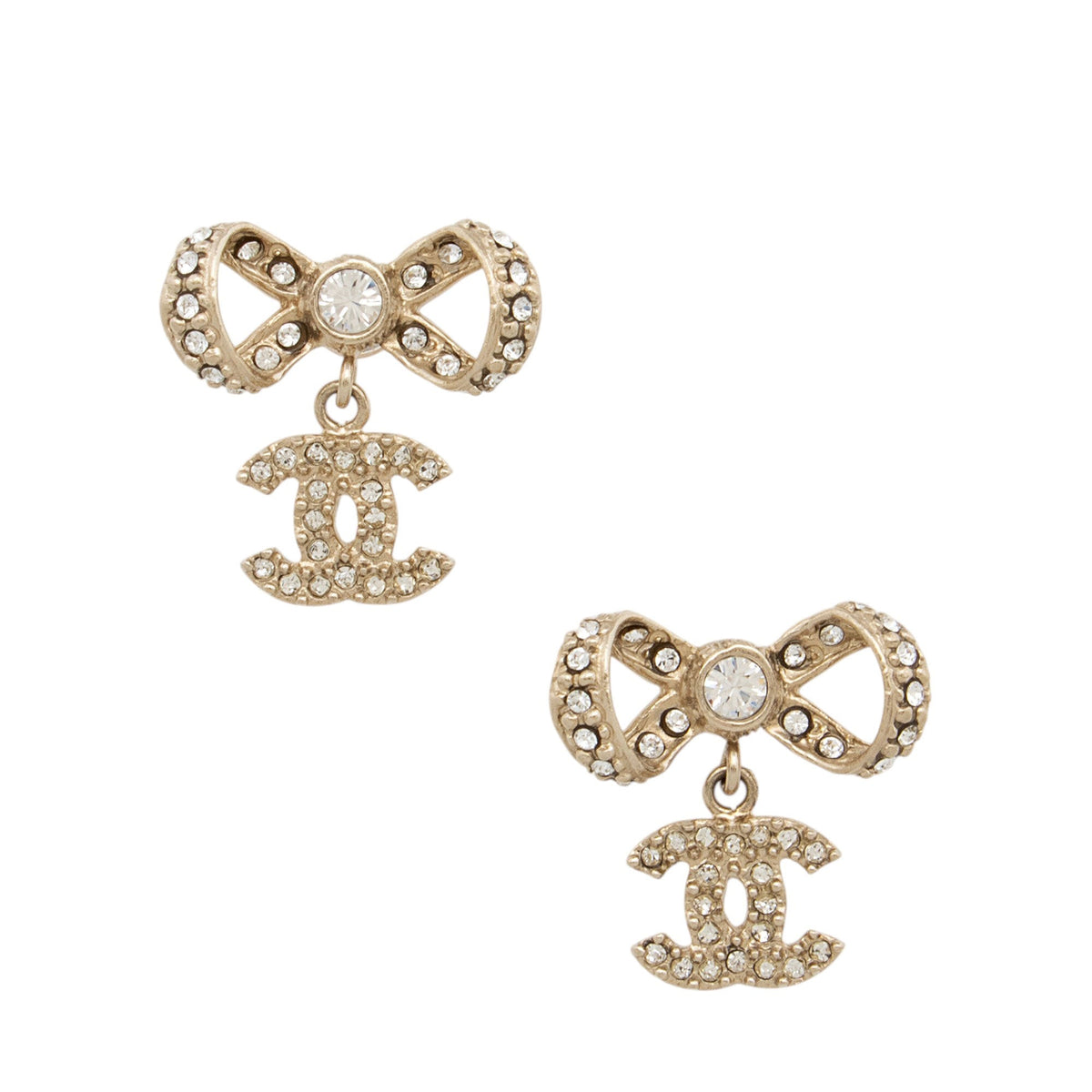 Chanel Crystal Bow CC Earrings