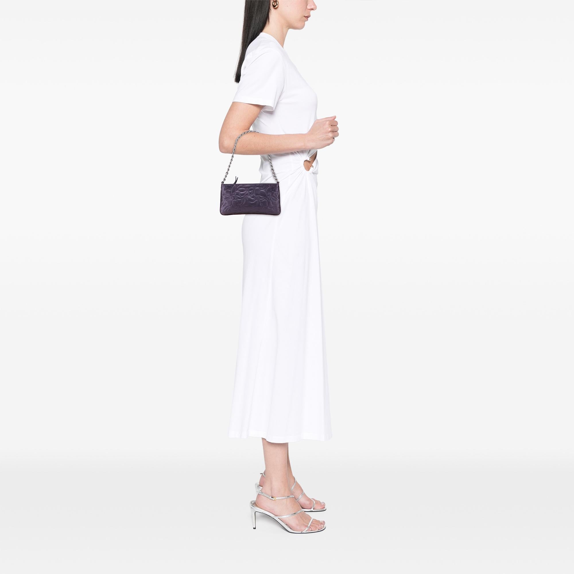 Chanel Embossed Lambskin Camellia Chain Pochette