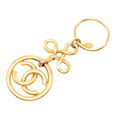 Chanel Gold Plated CC Medallion Key Ring Bag Charm