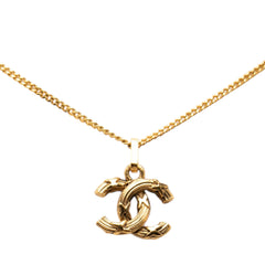 Chanel Gold Plated CC Pendant Necklace