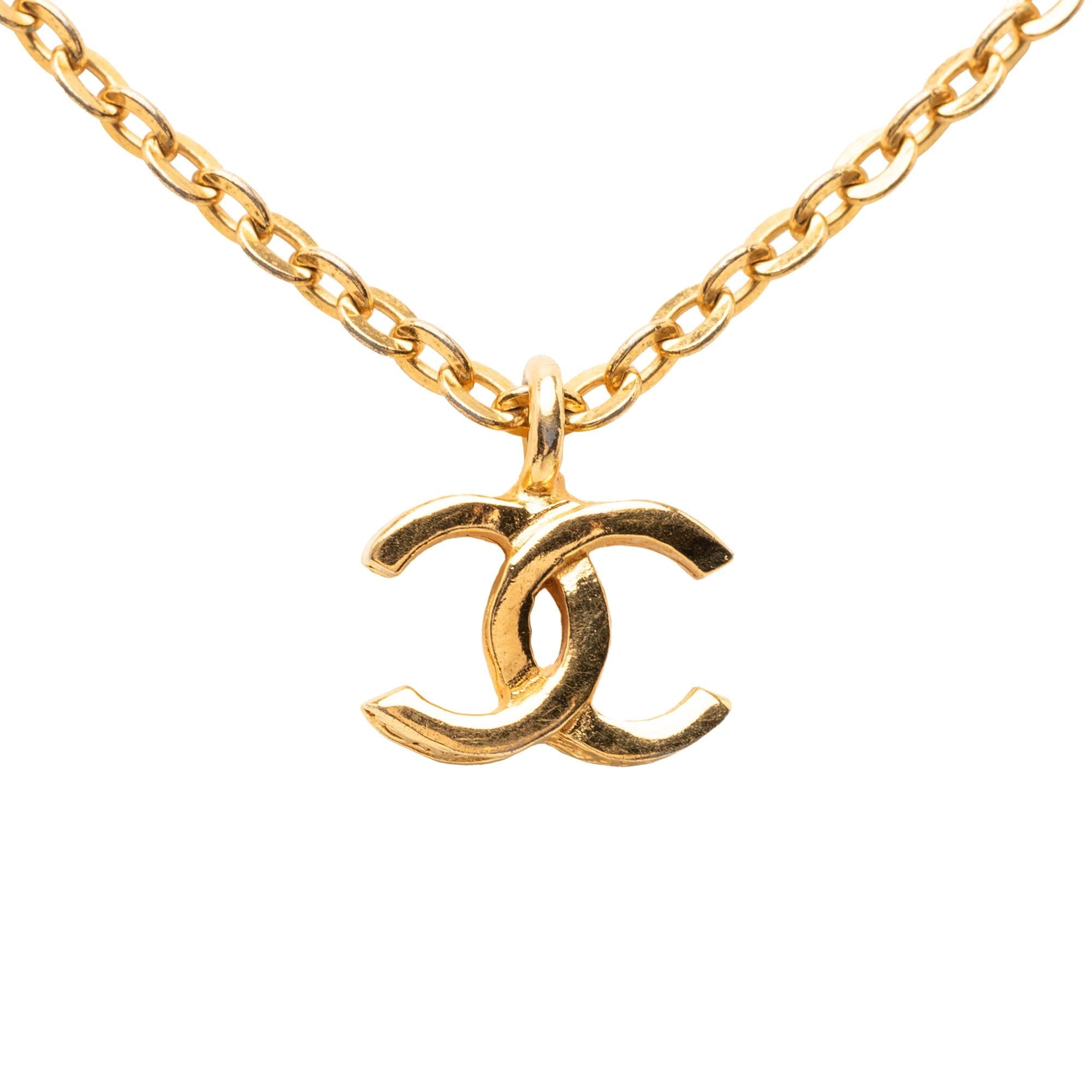 Chanel Gold Plated CC Pendant Necklace