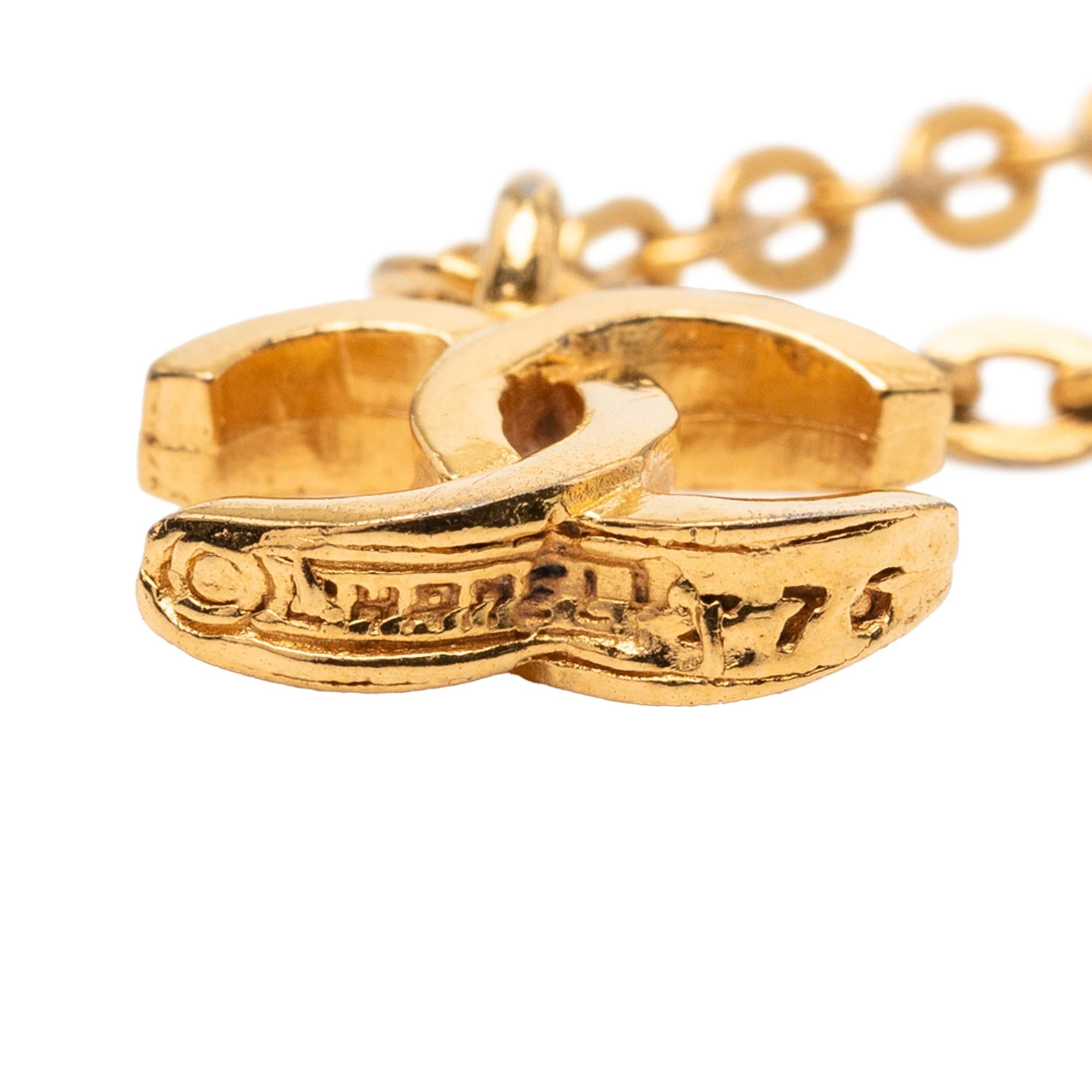 Chanel Gold Plated CC Pendant Necklace