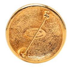 Chanel Gold Plated CC Round Brooch