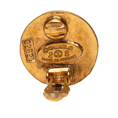 Chanel Gold Plated CC Round Clip On Earrings