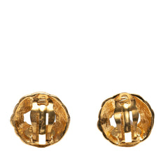 Chanel Gold Plated CC Round Clip On Earrings