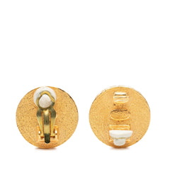Chanel Gold Plated Coco Coin Motif Clip On Earrings