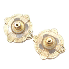 Chanel Gold Plated Enamel Maltese Cross and Faux Pearl Push Back Earrings