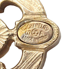 Chanel Gold Plated Enamel Maltese Cross and Faux Pearl Push Back Earrings