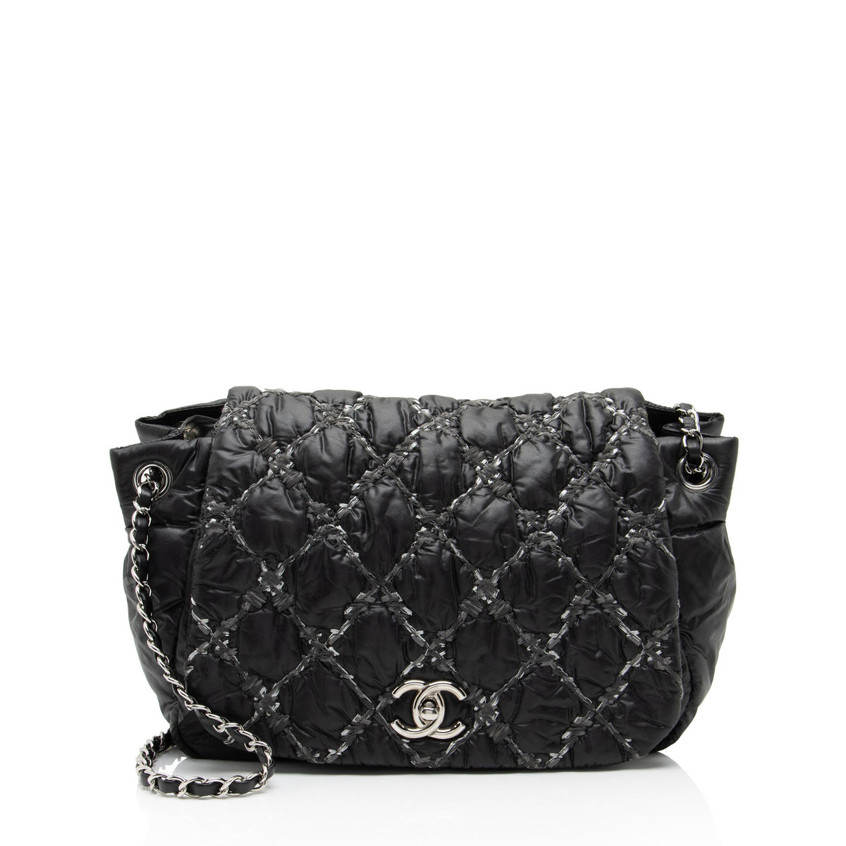 Chanel Lambskin Bubble Quilt Tweed Medium Flap Shoulder Bag