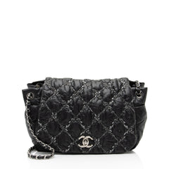 Chanel Lambskin Bubble Quilt Tweed Medium Flap Shoulder Bag