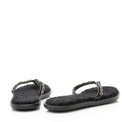 Chanel Lambskin Terrycloth Chain CC Thong Sandals - Size 6 / 36