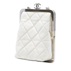Chanel Lambskin and Acrylic Kiss Clutch with Chain