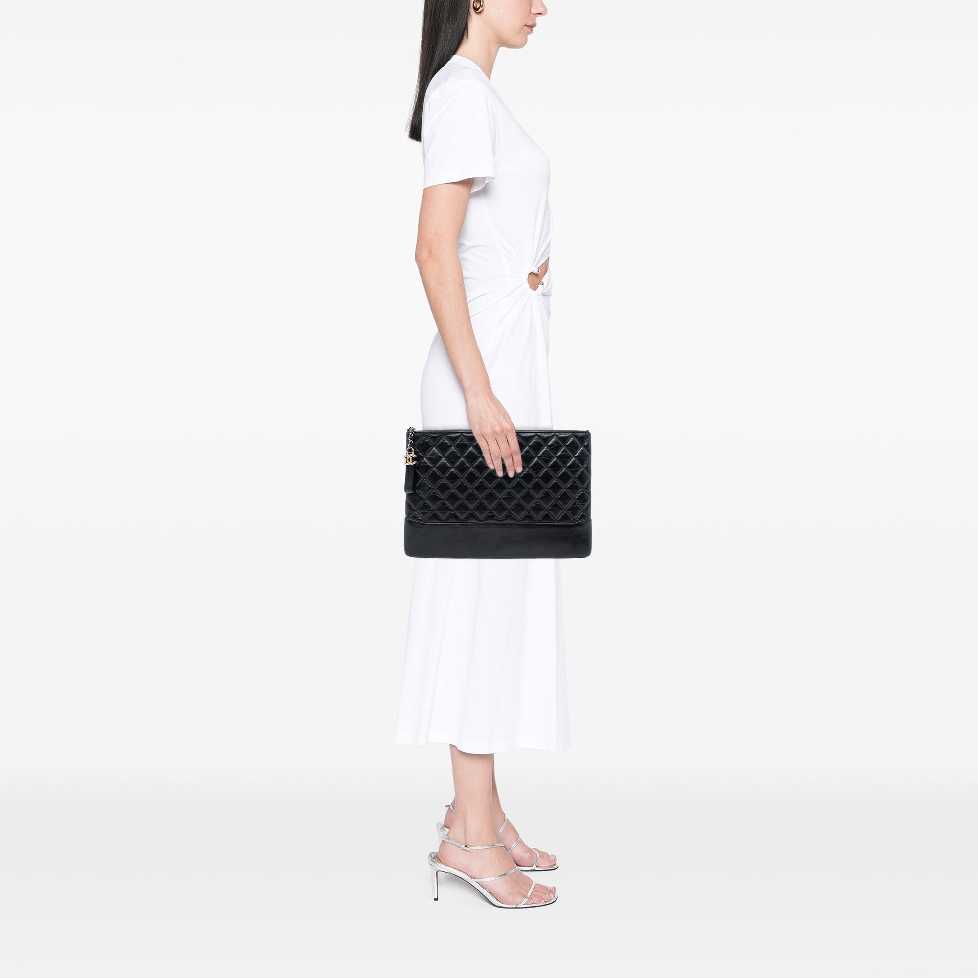 Chanel Large Aged Calfskin Gabrielle O Case Clutch