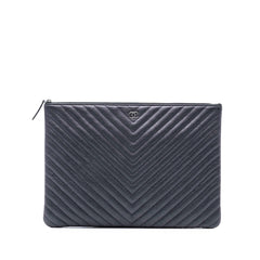Chanel Large CC Chevron Iridescent Caviar O Case Clutch