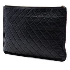 Chanel Large CC Quilted Calfskin Camellia Printed O Case Clutch