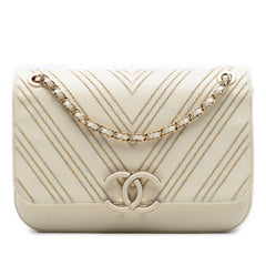 Chanel Large Chevron Sheepskin Subtle Flap