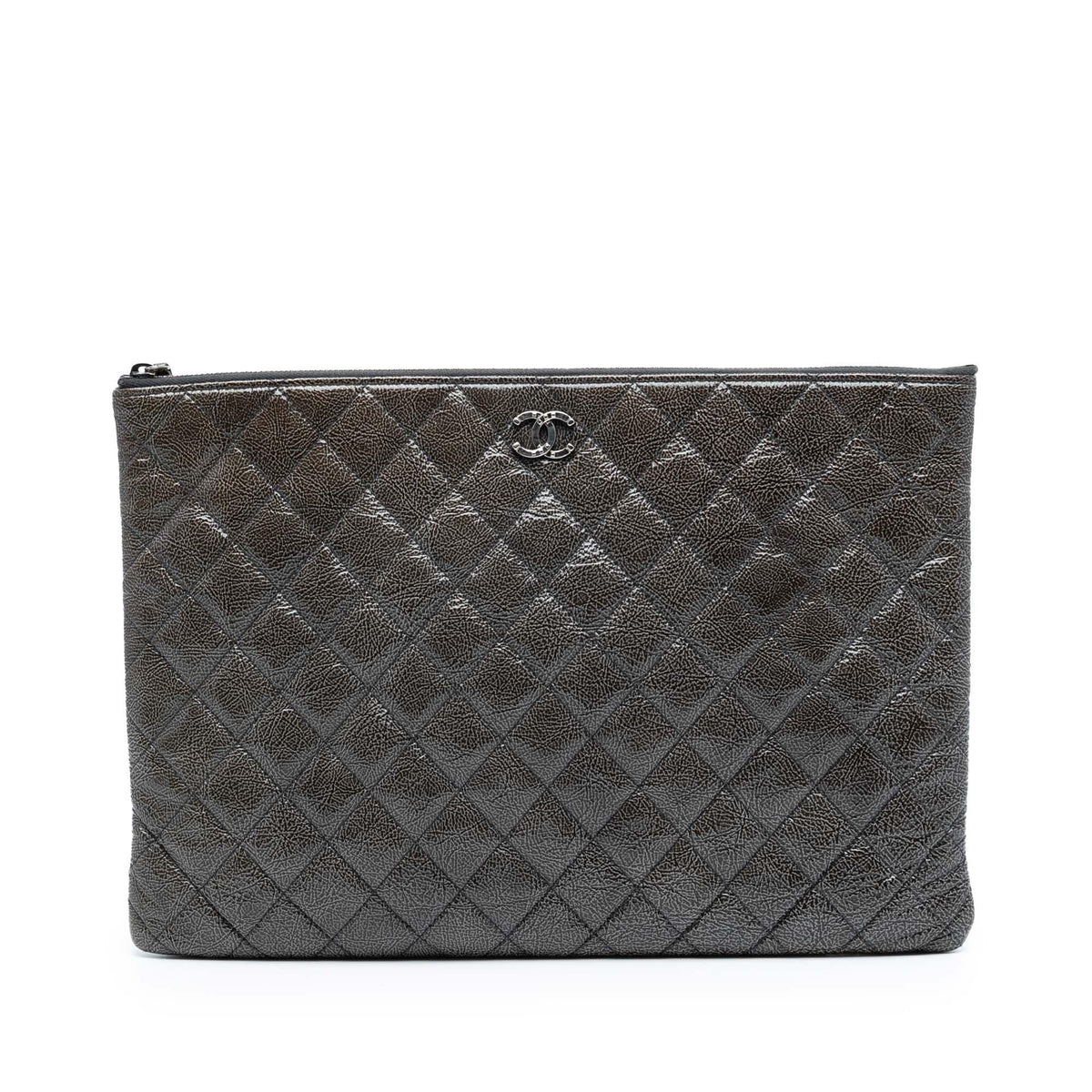 Chanel Large Crinkled Patent O Case Clutch