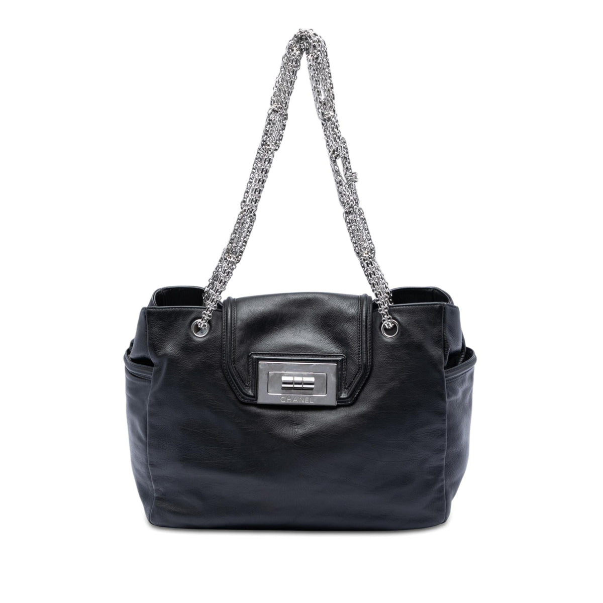 Chanel Large Lambskin Mademoiselle Lock Jewelry Chain Tote