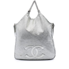 Chanel Large Metallic Glazed Calfskin Perforated Rodeo Drive Satchel
