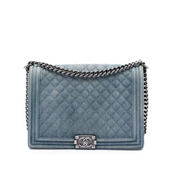 Chanel Large Quilted Denim Boy Flap