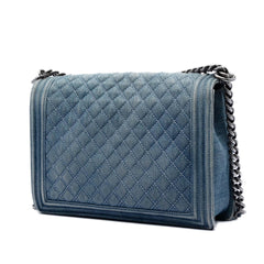 Chanel Large Quilted Denim Boy Flap