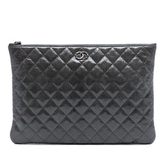 Chanel Large Quilted Iridescent Patent O Case Clutch