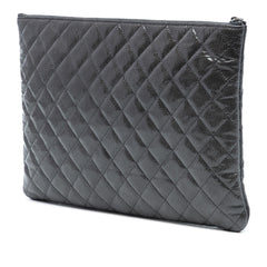 Chanel Large Quilted Iridescent Patent O Case Clutch