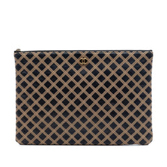 Chanel Large Quilted Lambskin Cross Stitch O Case Clutch