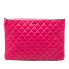 Chanel Large Quilted Lambskin O Case Clutch
