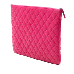Chanel Large Quilted Lambskin O Case Clutch