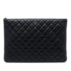 Chanel Large Quilted Lambskin O Case Clutch