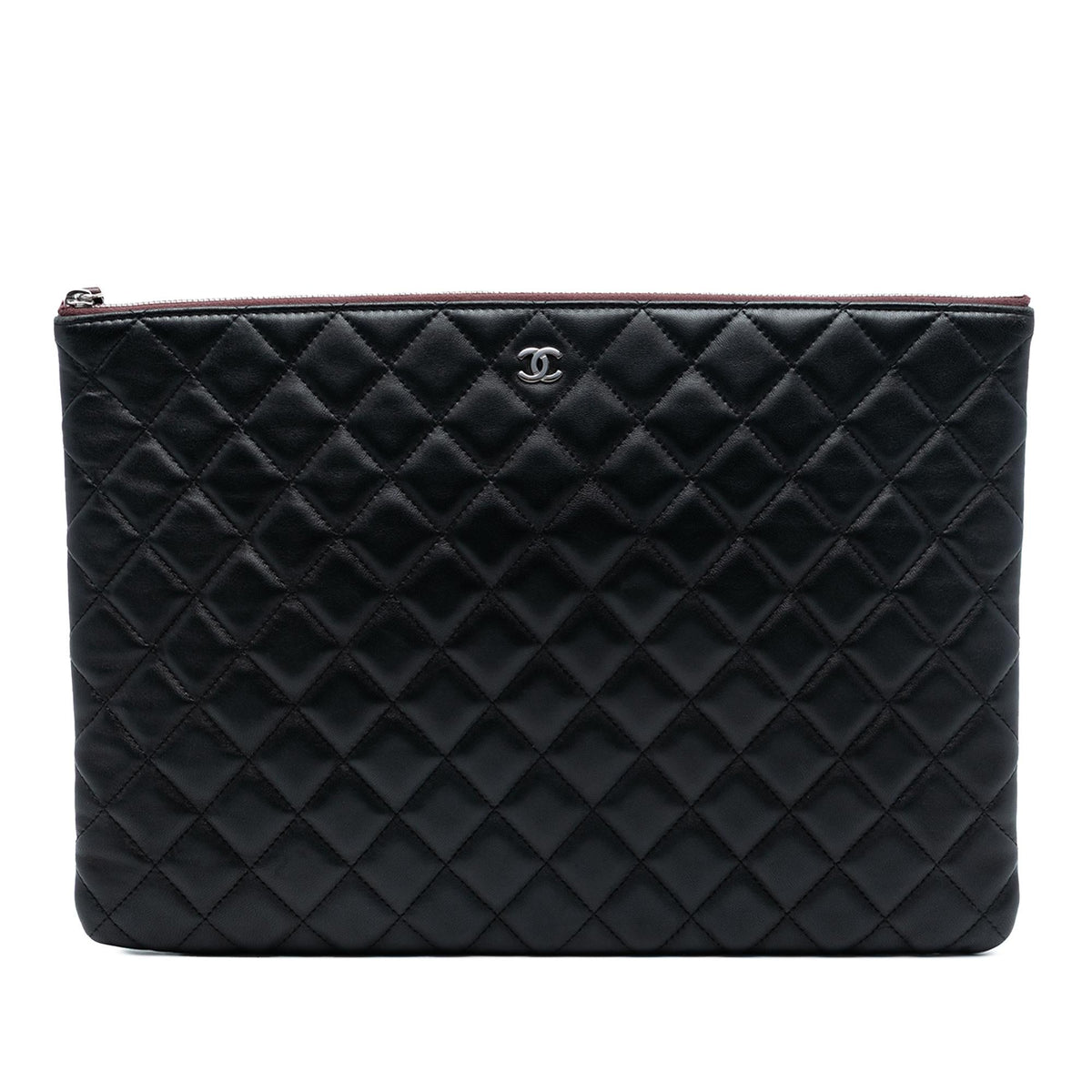 Chanel Large Quilted Lambskin O Case Clutch