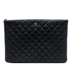 Chanel Large Quilted Lambskin O Case Clutch