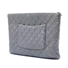 Chanel Large Quilted Metallic Lambskin O Case Clutch