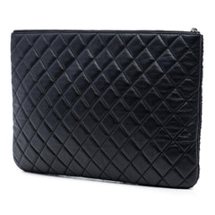 Chanel Large Quilted Tweed and Lambskin Camellia O Case Clutch