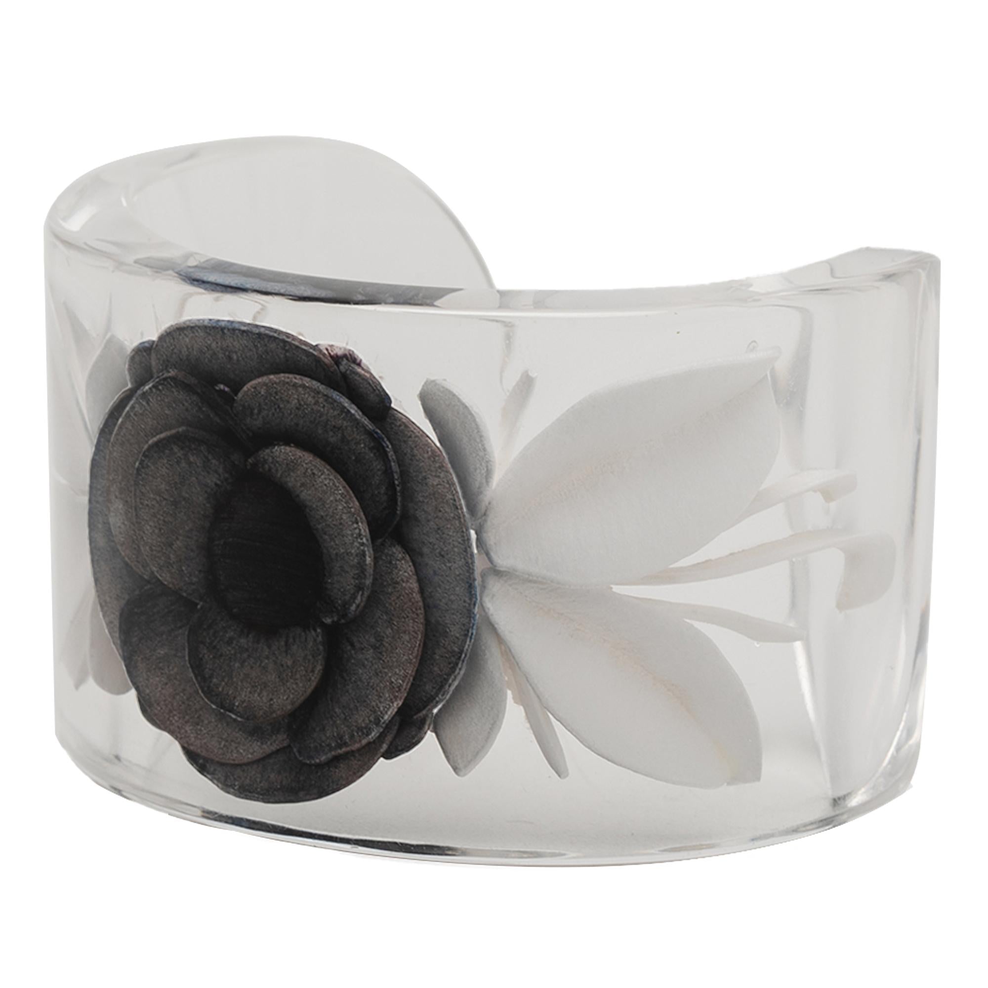 Chanel Lucite Camellia Cuff Bracelet