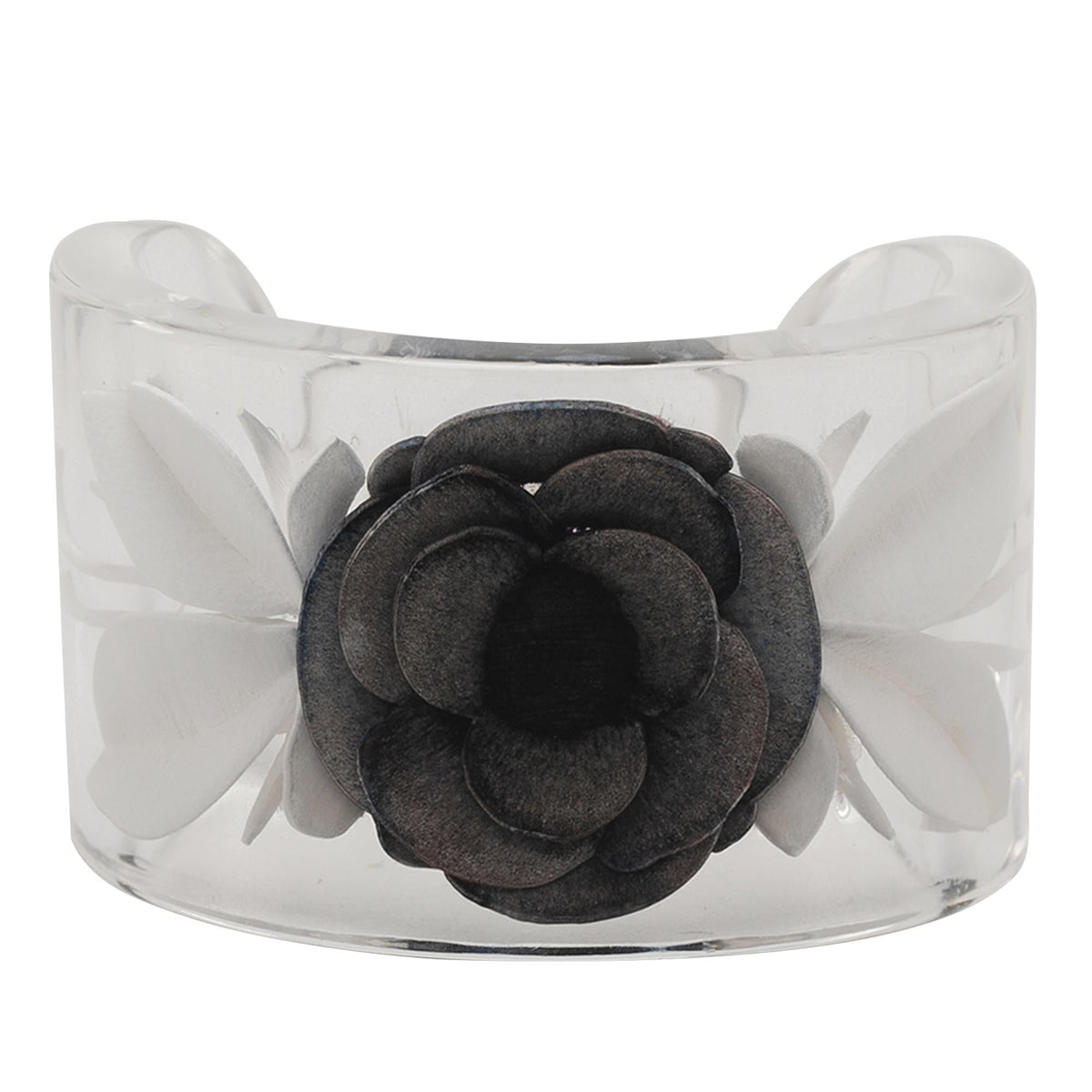 Chanel Lucite Camellia Cuff Bracelet