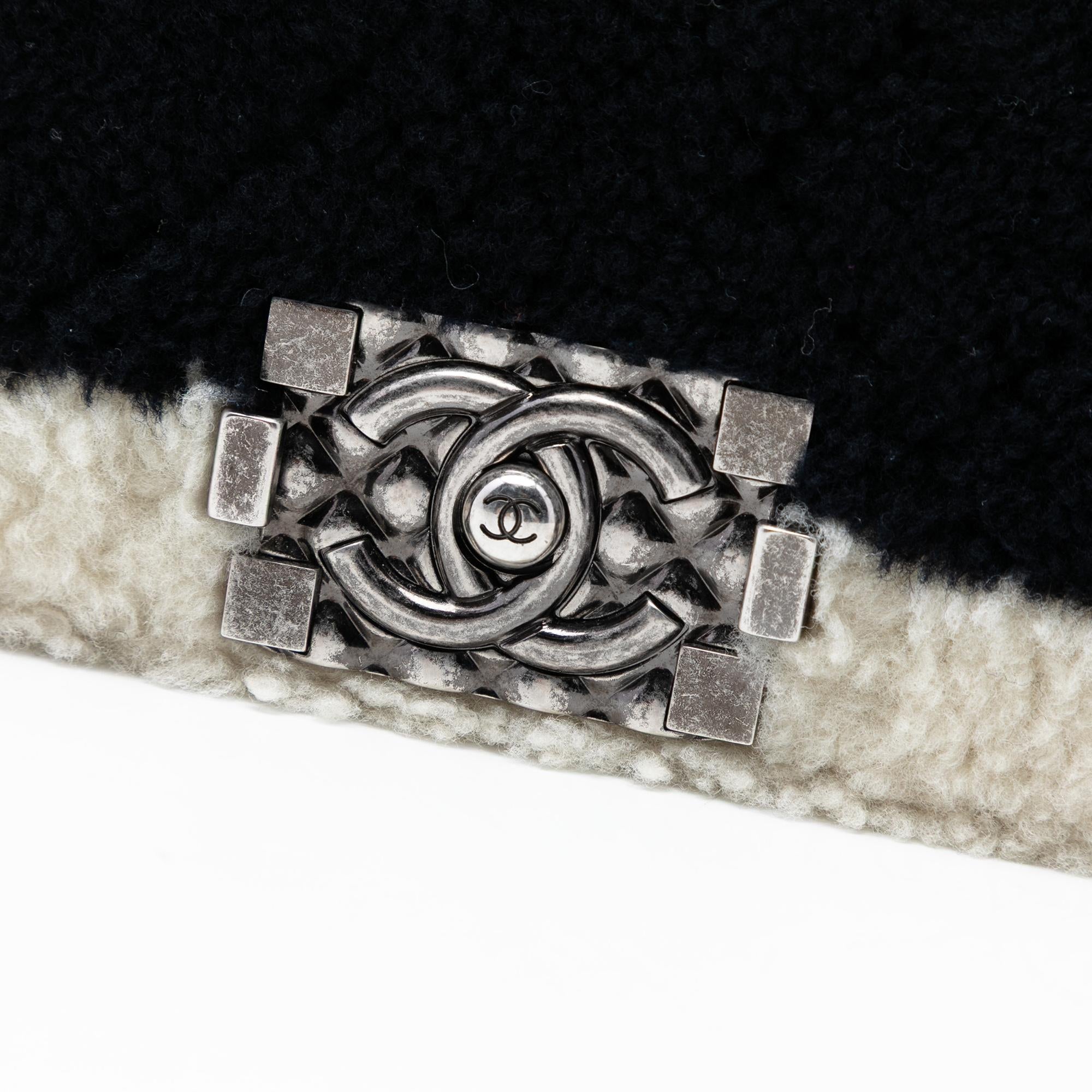 Chanel Medium Bicolor Shearling Boy Flap