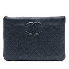 Chanel Medium CC Quilted Caviar O Case Clutch