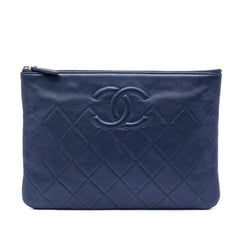 Chanel Medium CC Quilted Caviar O Case Clutch