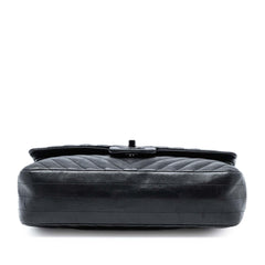 Chanel Medium Classic Chevron Lambskin So Black Double Flap