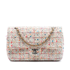 Chanel Medium Classic Tweed Sequins Double Flap