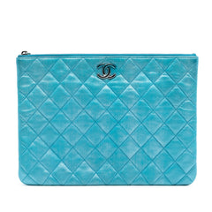 Chanel Medium Quilted Iridescent Lambskin O Case Clutch