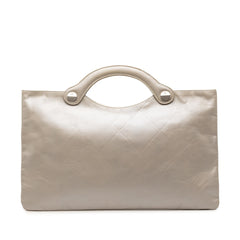 Chanel Metallic Embossed Calfskin Flat Handbag