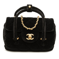Chanel Mini Quilted Velvet Top Handle Flap