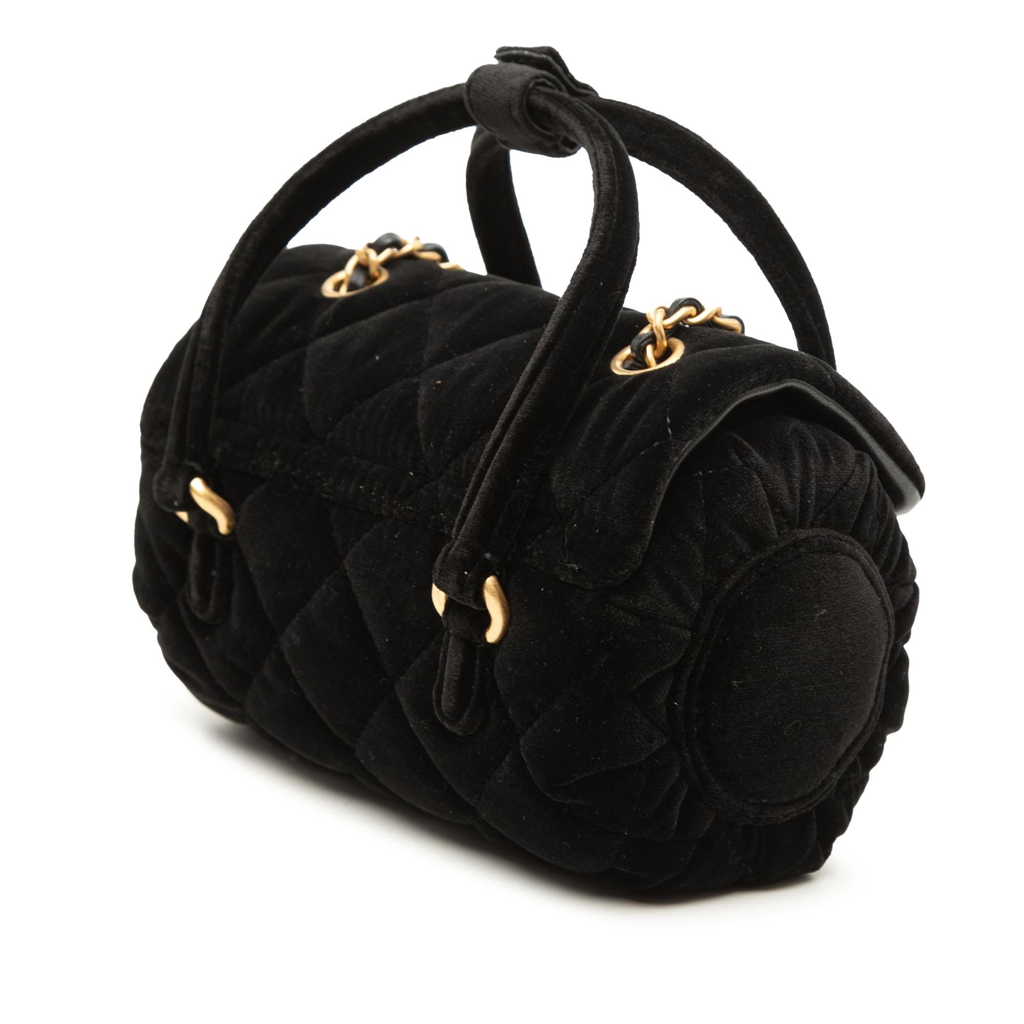 Chanel Mini Quilted Velvet Top Handle Flap